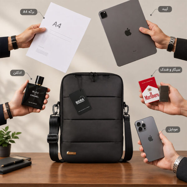 کیف دوشی مردانه بزرگ برزنتی سایز A4 بیورا مدل dbb158