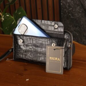 کیف دوکاره زنانه چرم طبیعی کروکودیلی بیورا سایز کوچک مدل za19
