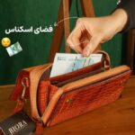 کیف دستی و پاسپورتی چرم طبیعی کروکودیلی بیورا سایز کوچک acc16