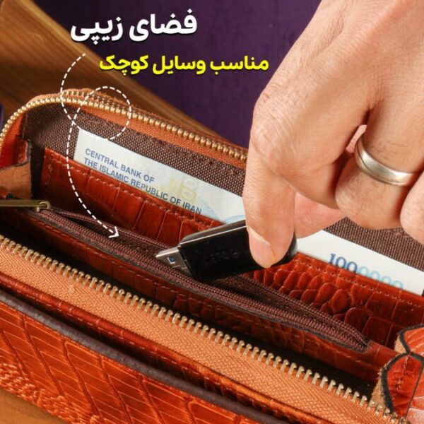 کیف دستی و پاسپورتی چرم طبیعی کروکودیلی بیورا سایز کوچک acc16