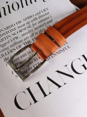 کمربند چرم طبیعی مردانه کروکدیلی بیورا مدل میخی k060