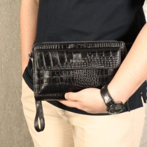 کیف دستی و پاسپورتی چرم طبیعی کروکودیلی بیورا مدل pa05