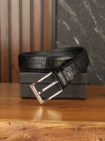 کمربند چرم طبیعی کروکدیلی مردانه بیورا مدل میخی km016