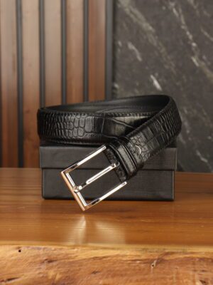 کمربند چرم طبیعی کروکدیلی مردانه بیورا مدل میخی km016