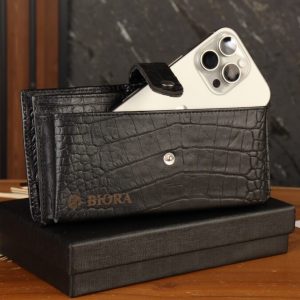 کیف پول مردانه چرم طبیعی کروکدیلی بیورا مدل KPB08
