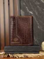 کیف پول مردانه چرم طبیعی کروکودیلی بیورا مدل KPK31