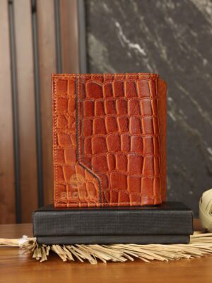 کیف پول مردانه چرم طبیعی کروکودیلی بیورا مدل KPK31