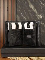 کیف پول مردانه چرم طبیعی کروکودیلی بیورا مدل KPK31