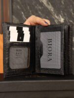 کیف پول مردانه چرم طبیعی کروکودیلی بیورا مدل KPK31