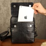 کیف دوشی مردانه چرم طبیعی کروکودیلی بیورا dbb38