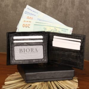 کیف پول مردانه چرم طبیعی کروکودیلی بیورا مدل KPK20