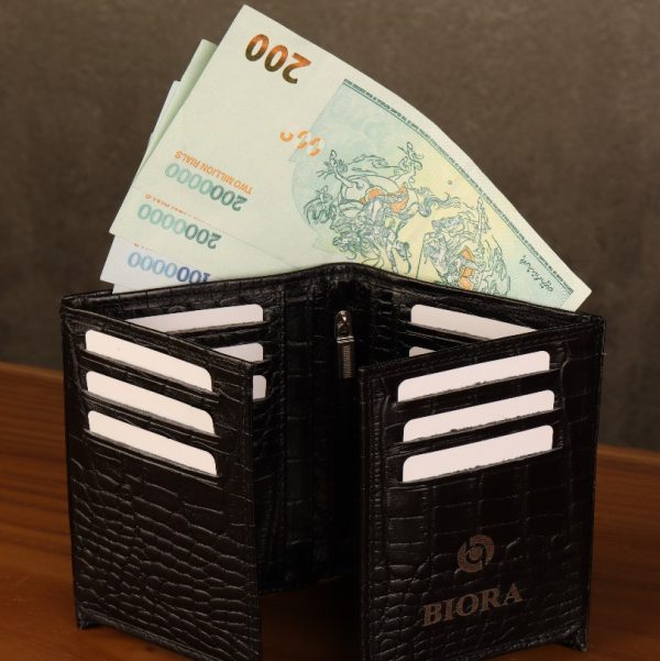 کیف پول مردانه چرم طبیعی کروکودیلی بیورا مدل KPK59