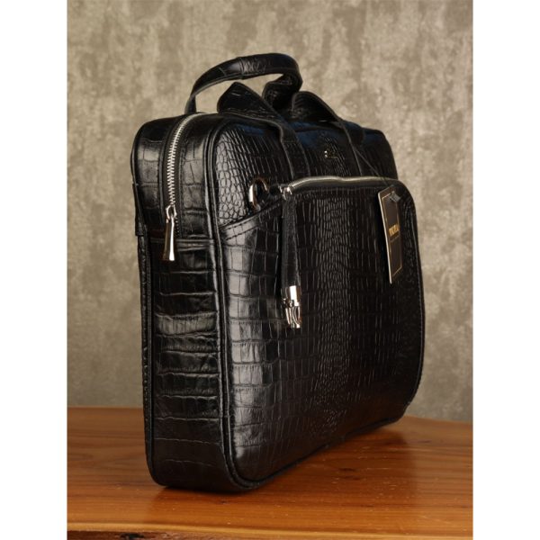 کیف اداری مردانه چرم طبیعی کروکودیلی بیورا مدل eez117