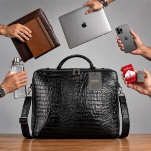 کیف اداری مردانه چرم طبیعی کروکدیلی بیورا مدل e08