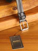 کمربند مردانه بیورا مدل چرم طبیعی میخی کد k011-black